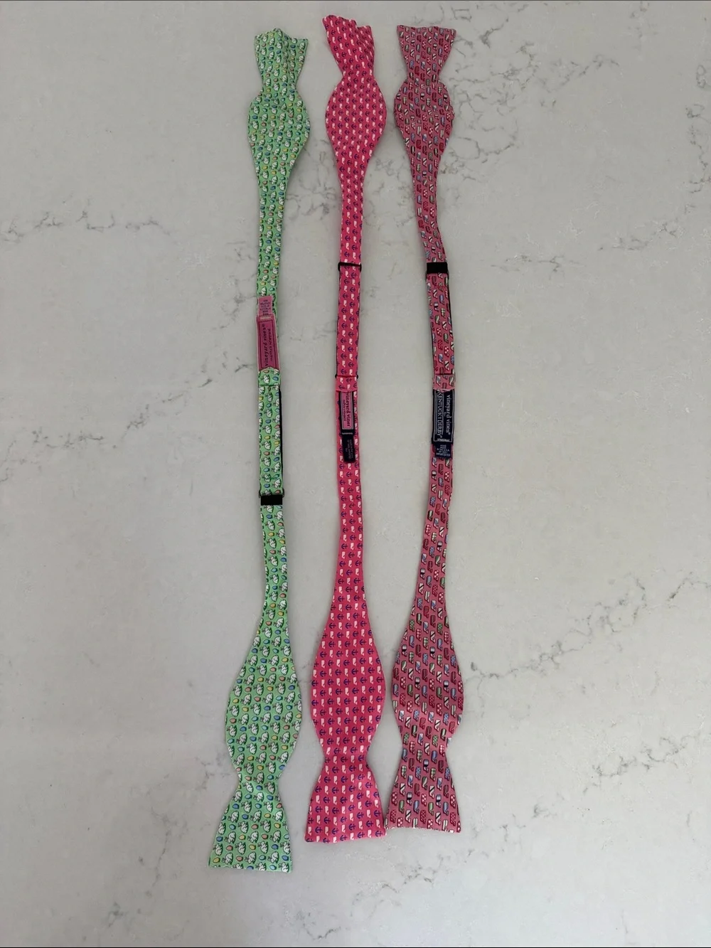 Vineyard Vines Self-Tie Bow Tie - Pink & Green Patterned Set